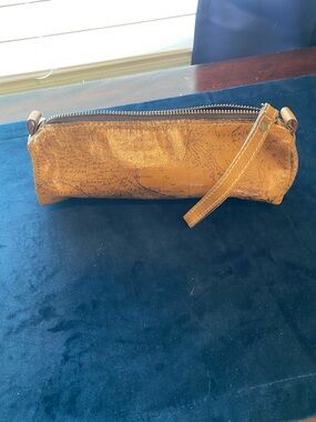 Patricia Nash Women’s Tan Leather Zip Pouch - Compact Everyday Bag New W/out Tag